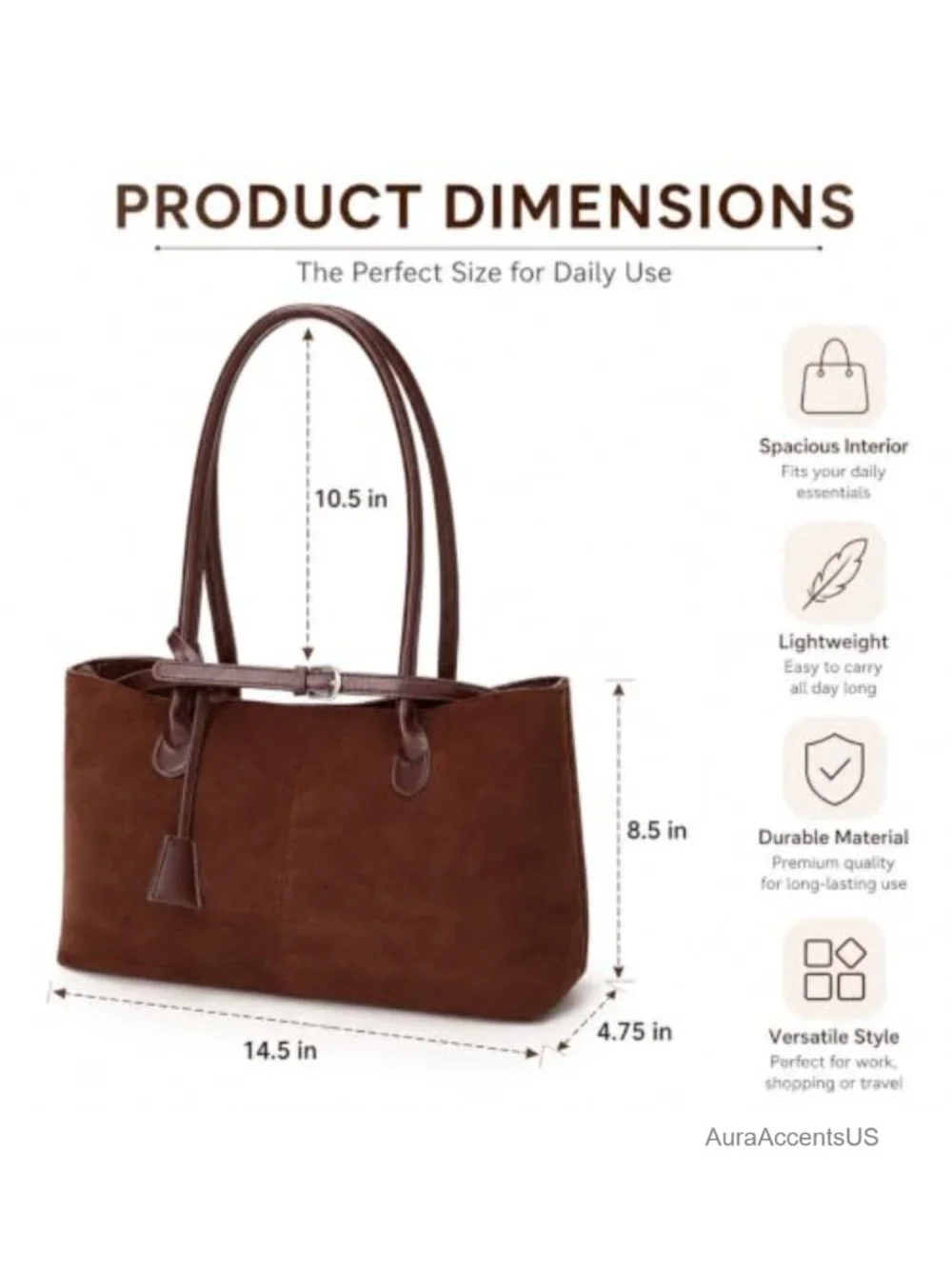 Vintage Slouchy Faux Suede Tote Bag for Women Retro Hobo Shoulder Handbag